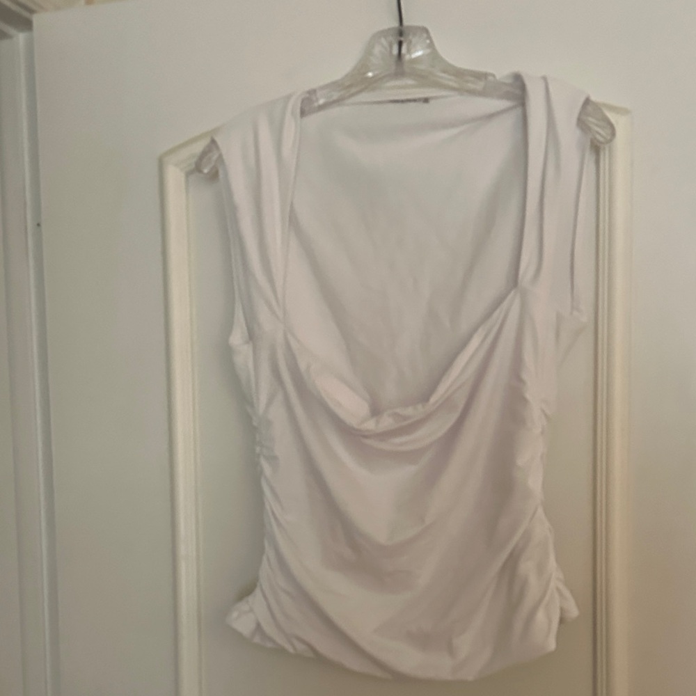 Abercrombie & Fitch White Draped Tank Top